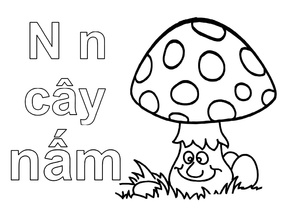 Tô màu Chữ N Cây Nấm