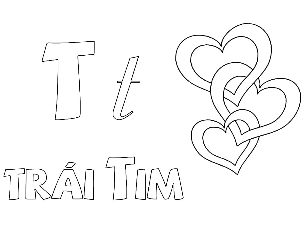 Tô màu Chữ T Trái Tim