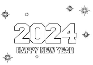 Tô màu Chúc Mừng Năm Mới 2024 Đơn Giản và Đẹp