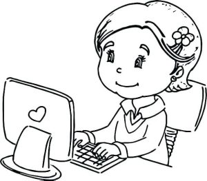 Tô màu có Bé Học Trên Máy Tính