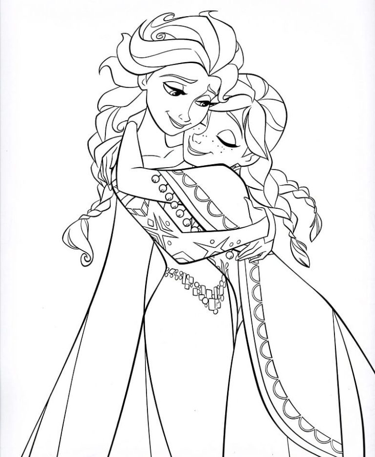 Tô màu Công Chúa Elsa Ôm Anna