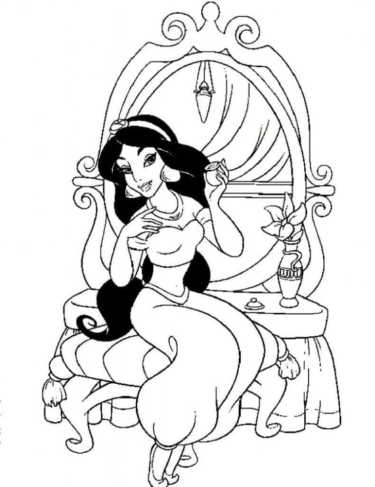 Tô màu Công Chúa Jasmine Bên Bàn Trang Điểm