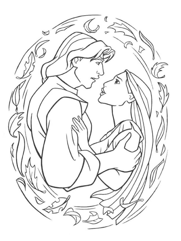 Tô màu Công Chúa Pocahontas Bên Cạnh John Smith