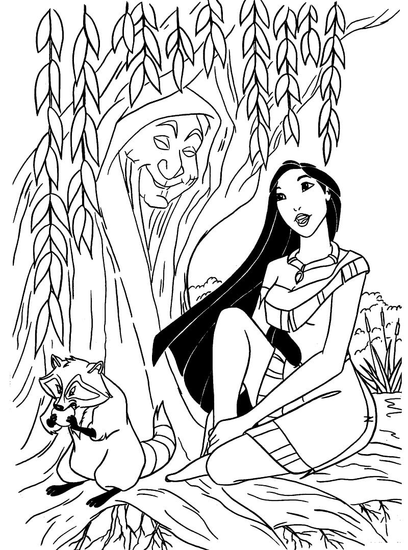 Tô màu Công Chúa Pocahontas và Cây Thần