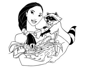 Tô màu Công Chúa Pocahontas và Gấu Mèo