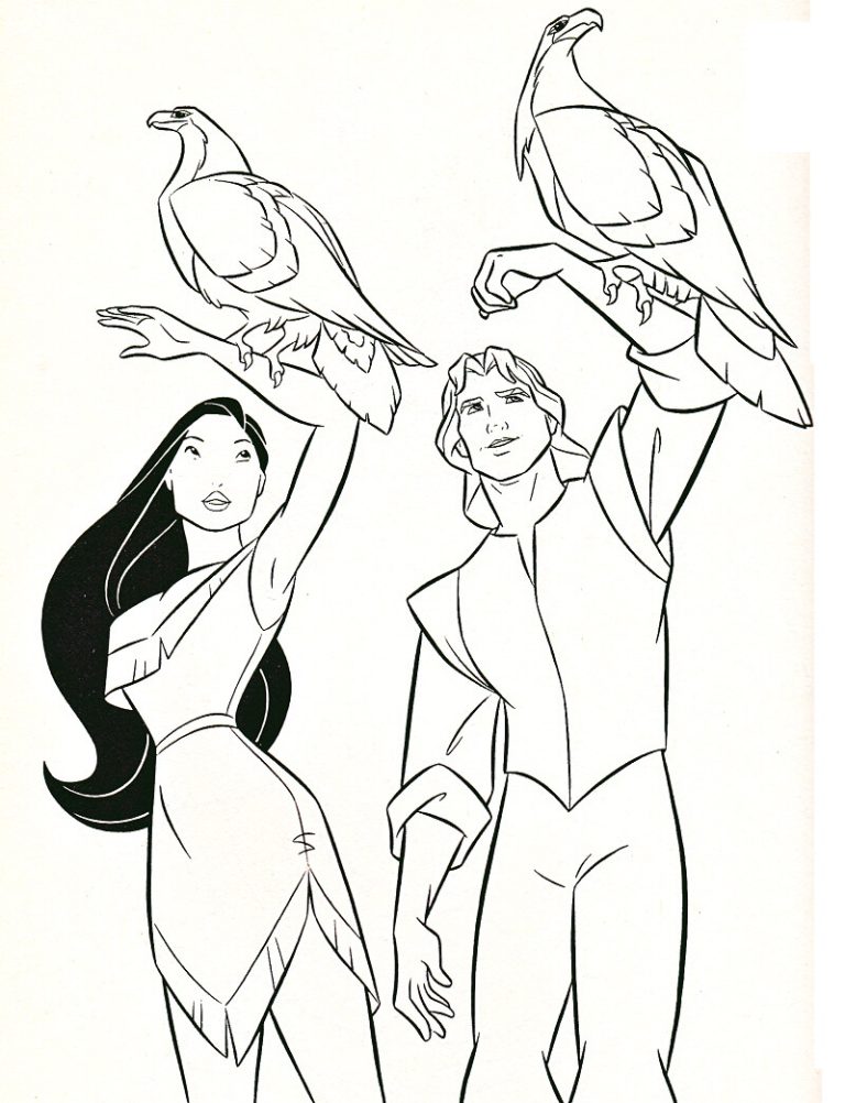 Tô màu Công Chúa Pocahontas và John Smith