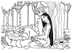Tô màu Công Chúa Pocahontas và Thuyền Trưởng John Smith