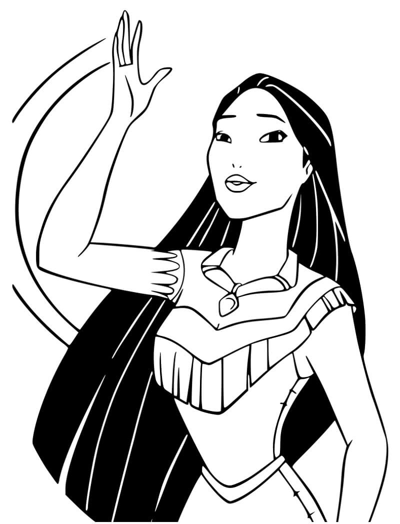 Tô màu Công Chúa Pocahontas Vẫy Tay