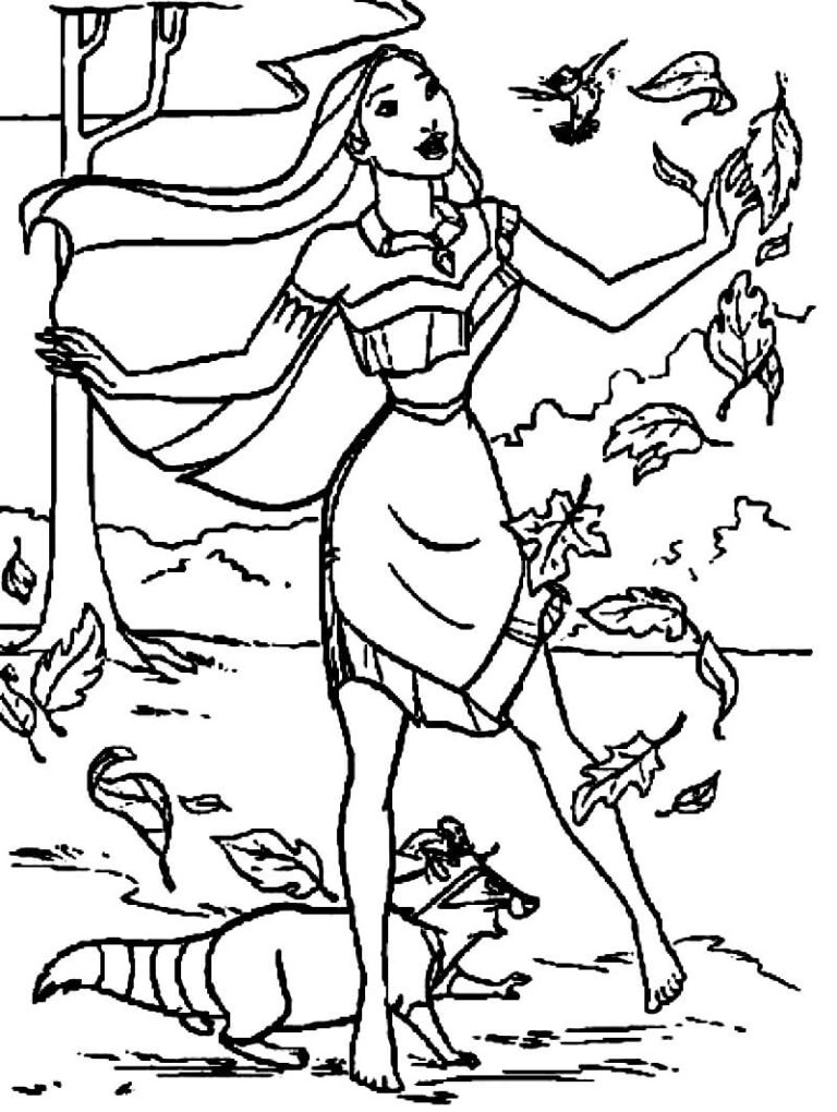 Tô màu Công Chúa Pocahontas Vui Vẻ