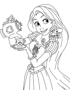 Tô màu Công Chúa Rapunzel Uống Trà