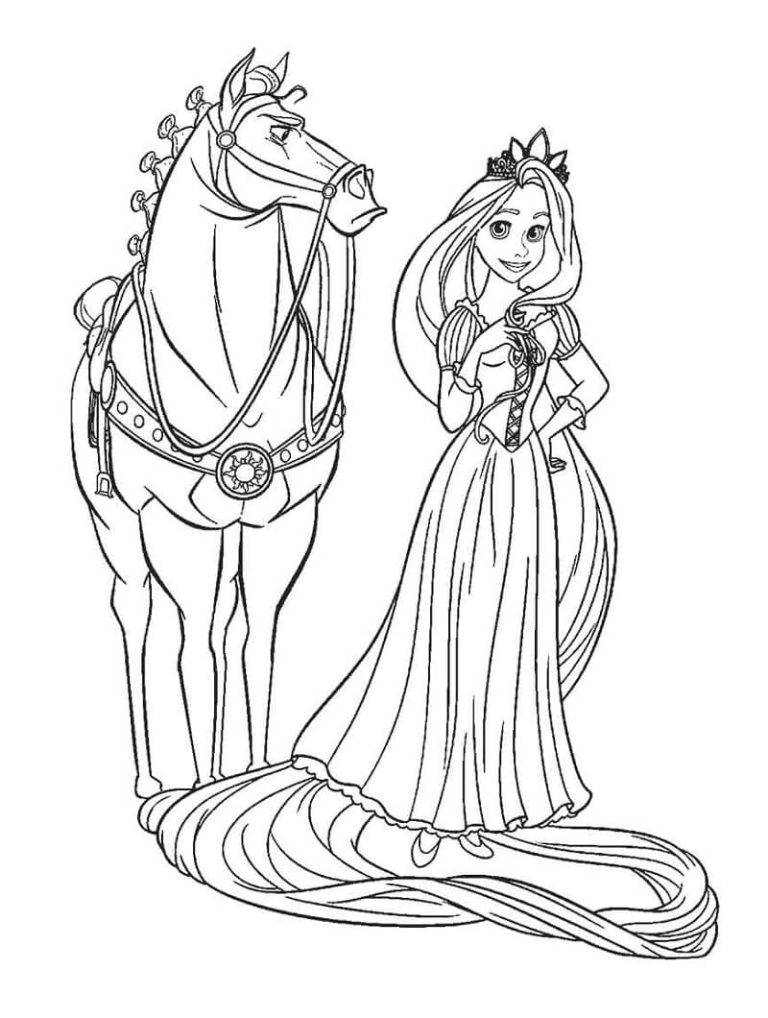 Tô màu Công Chúa Rapunzel và Con Ngựa