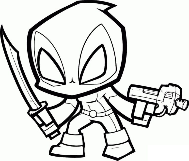Tô màu Deadpool Cầm Súng và Kiếm