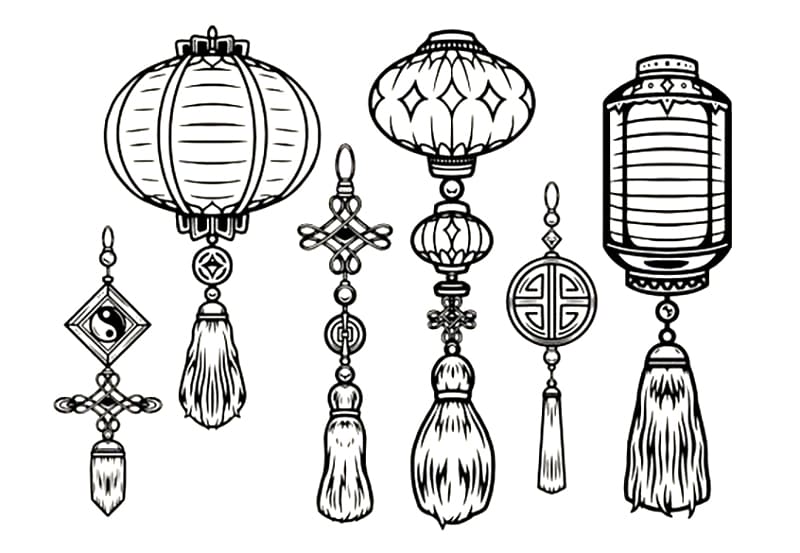 Tô màu Đèn Lồng Trang Trí Ngày Tết
