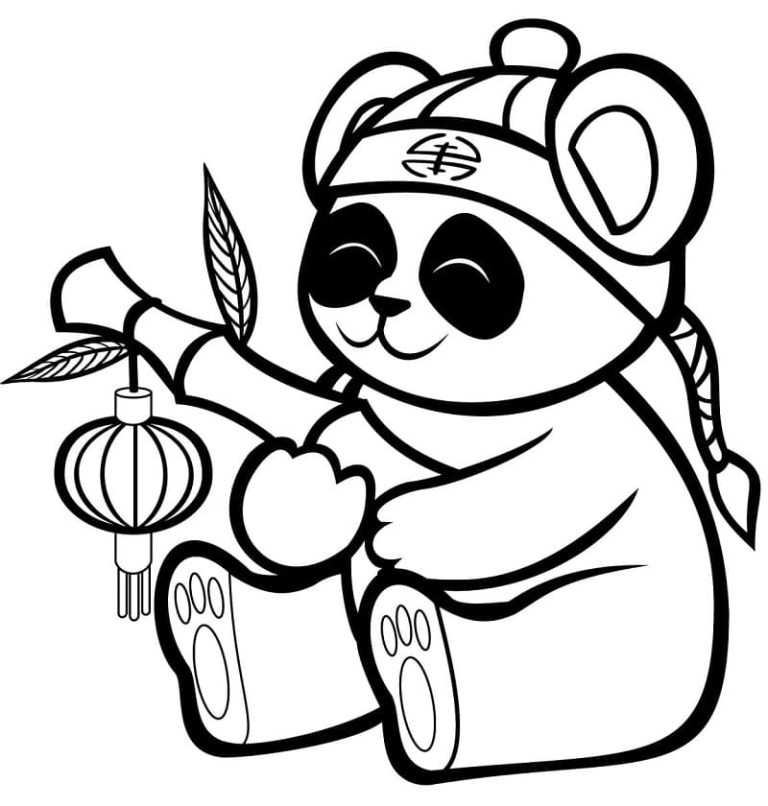 Tô màu Gấu Trúc và Đèn Lồng