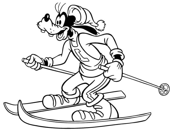 Tô màu Goofy Trượt Tuyết