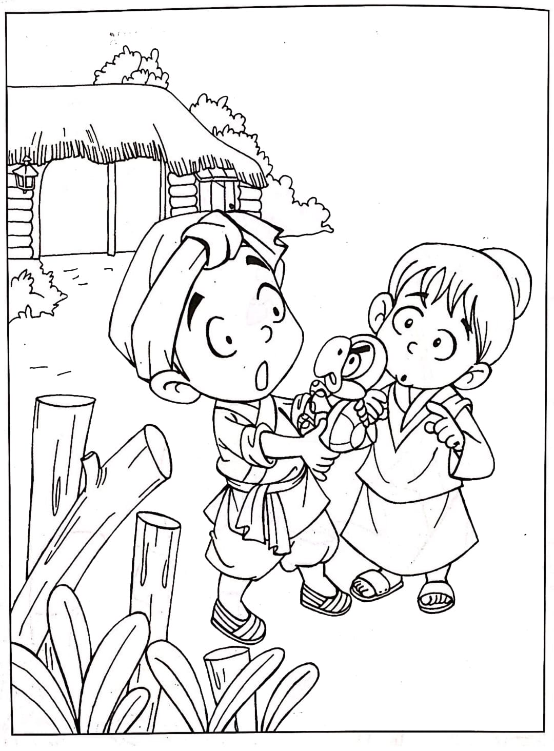 Tô màu Hai Vợ Chồng Sinh Ra Rùa