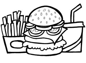 Tô màu Hamburger và Khoai Tây chiên
