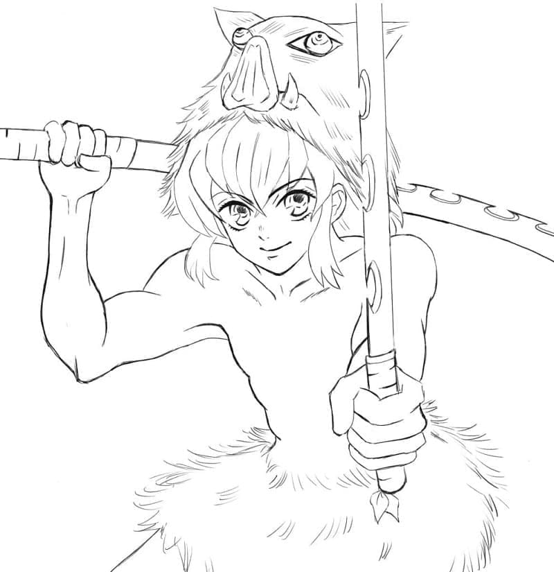 Tô màu Hashibira Inosuke Trong Demon Slayer