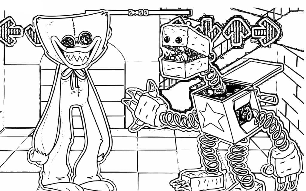 Tô màu Huggy Wuggy và Boxy Boo