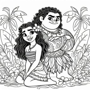Tô màu Moana Xinh Đẹp Và Maui