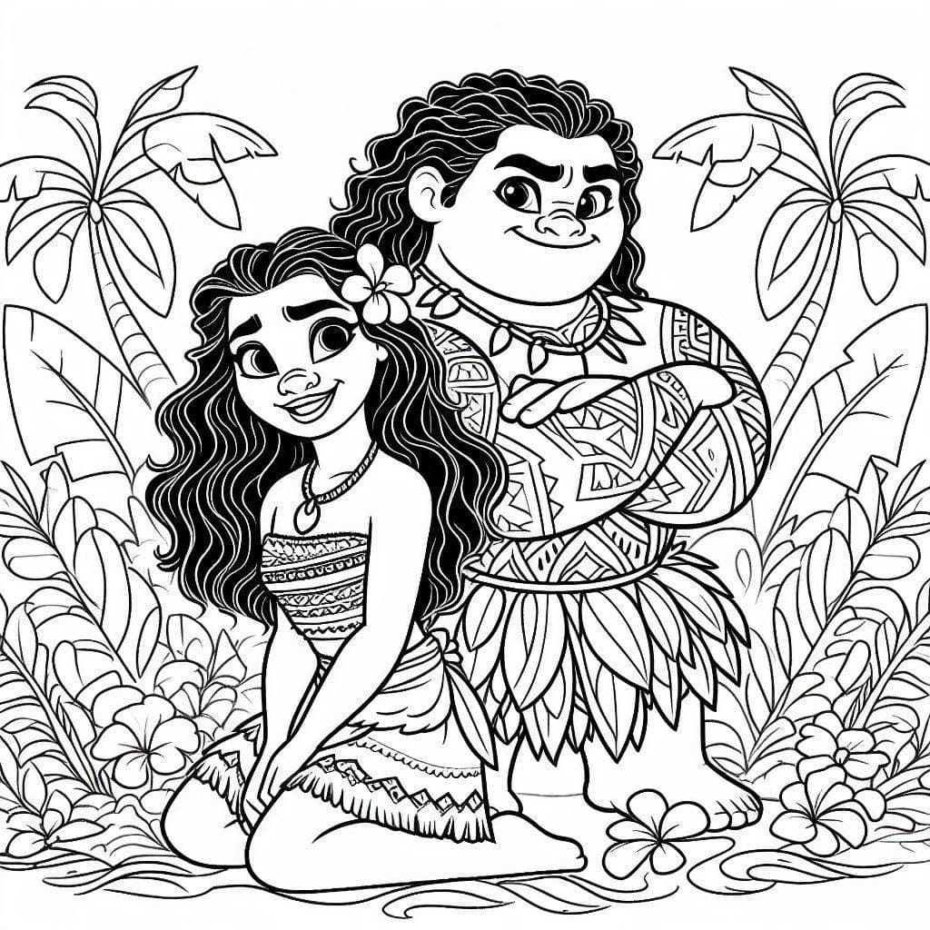 Tô màu Moana Xinh Đẹp Và Maui