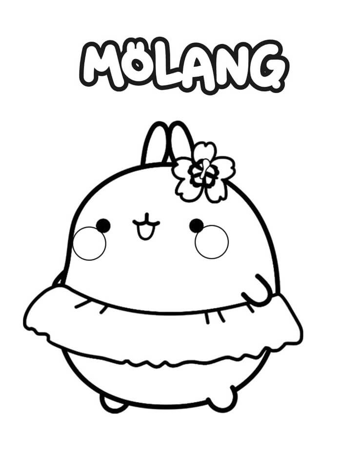 Tô màu Molang Mặc Váy