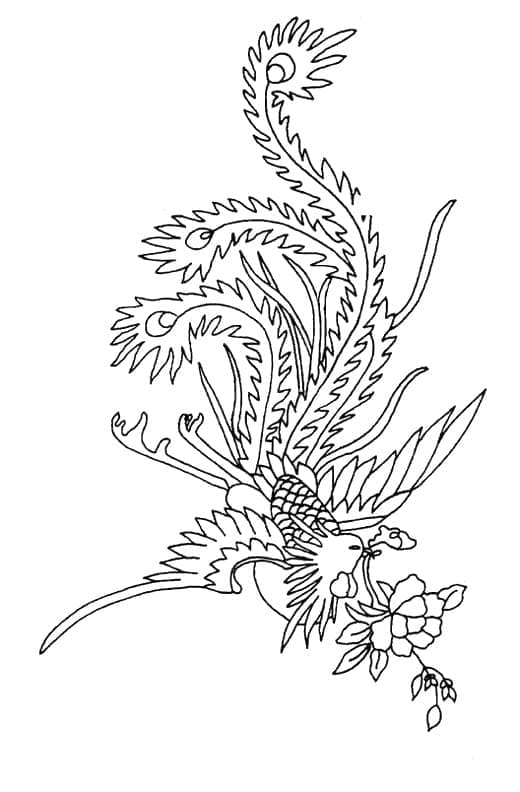 Tô màu Phượng Hoàng và Bông Hoa