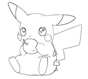 Tô màu Pikachu Ăn Táo