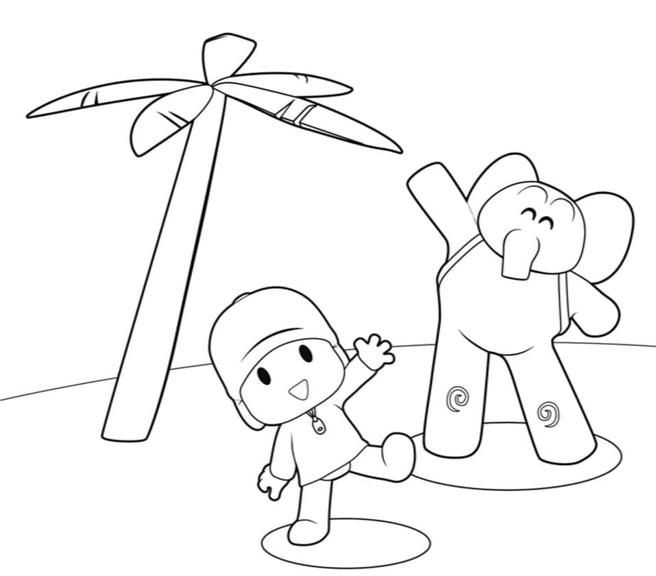 Tô màu Pocoyo và Chú Voi Elly