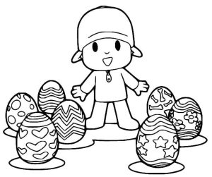 Tô màu Pocoyo và Trứng Phục Sinh