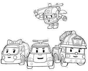 Tô Màu Đội Xe Cứu Hộ Robocar Poli