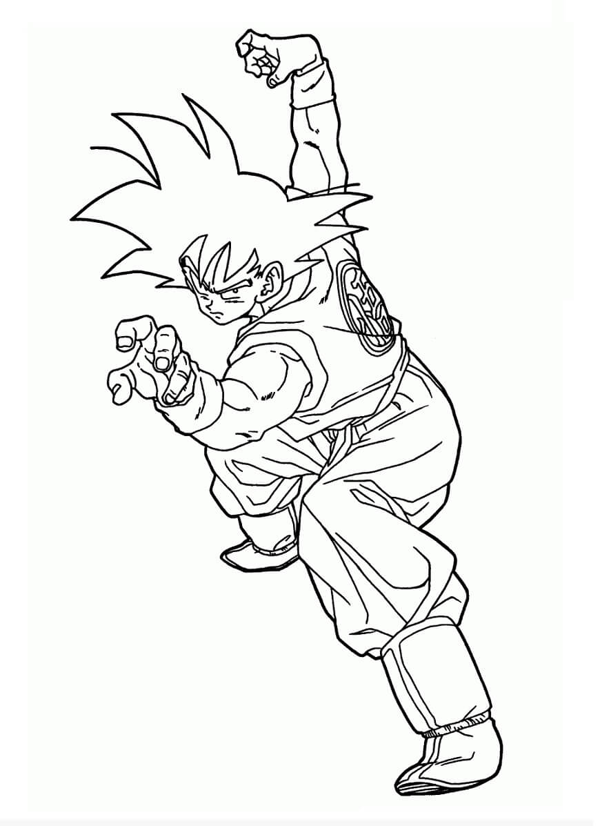 Tô màu Son Goku Chuẩn bị Đánh Nhau
