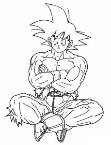 Tô màu Son Goku Đang Ngồi