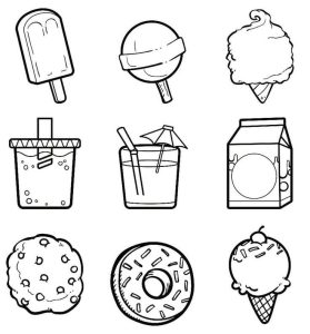 Tô màu Sticker Đồ Ăn Cute