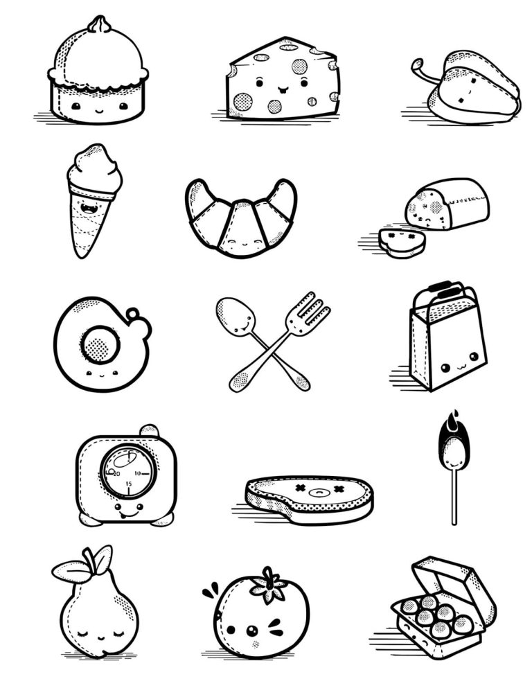 Tô màu Sticker Đồ Ăn Siêu Cute