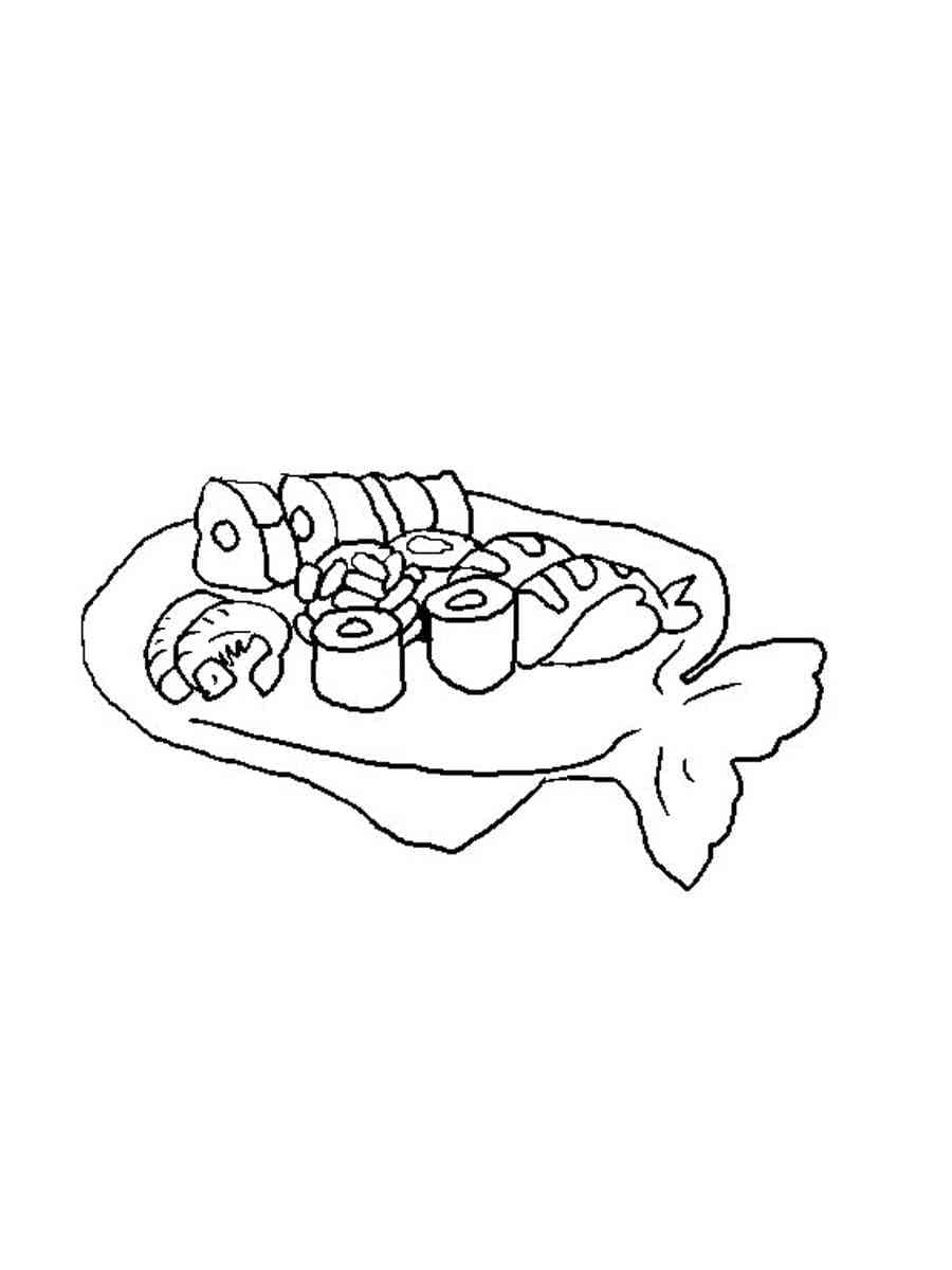 Tô màu Sushi Trên Đĩa