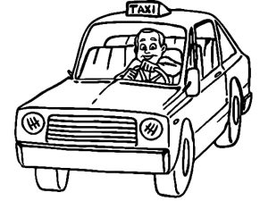 Tô màu Tài Xế Lái Xe Taxi Trên Đường