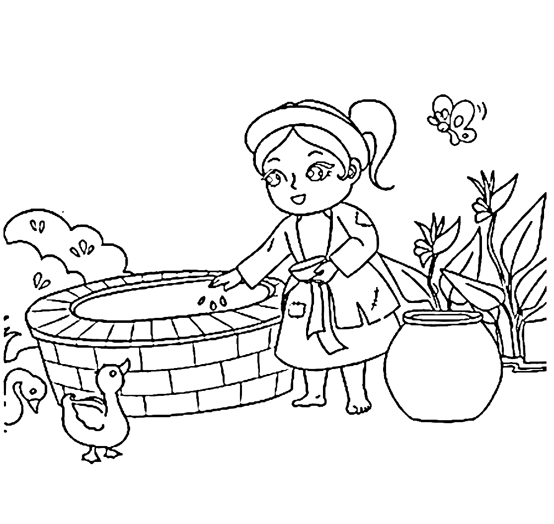 Tô màu Tấm Cho Cá Bống Ăn
