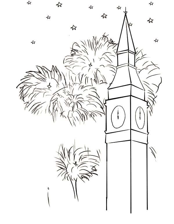 Tô màu Tháp Big Ben và Pháo Hoa