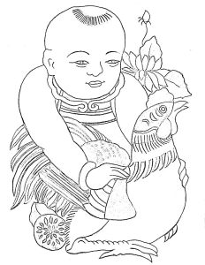 Tô màu Tranh Đông Hồ Vinh Hoa Phú Quý
