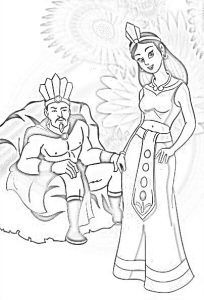 Tô màu Vua Hùng và Mị Nương