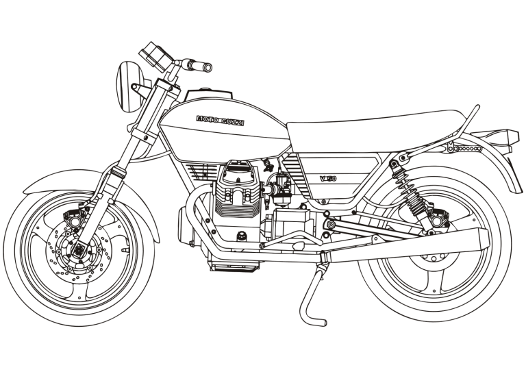 Tô màu xe thể thao guzzi v50
